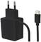 Chargeur USB-C noir avec fiche européenne, adapté aux smartphones et tablettes. Design standard, compact et portable.