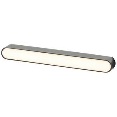 Un luminaire LED simple et allongé aux coins arrondis, diffusant une lumière douce et blanc chaud.