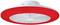 Ventilateur de plafond avec lumière LED rouge, forme ronde moderne, grilles de ventilation blanches au centre.