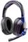 Casque gaming avec microphone, design noir et bleu, écouteurs fermés, rembourrage ergonomique, pour des expériences de jeu immersives.