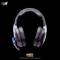 Casque audio au design 'Naruto Shippuden' avec un schéma de couleurs violet et noir, logo en dessous. Mentions de licence en bas de page.