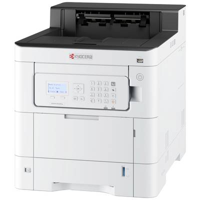 Une imprimante de bureau blanche avec un panneau de commande, le logo de marque 'Kyocera' visible. Principalement utilisée pour l'impression de documents dans les environnements de bureau.