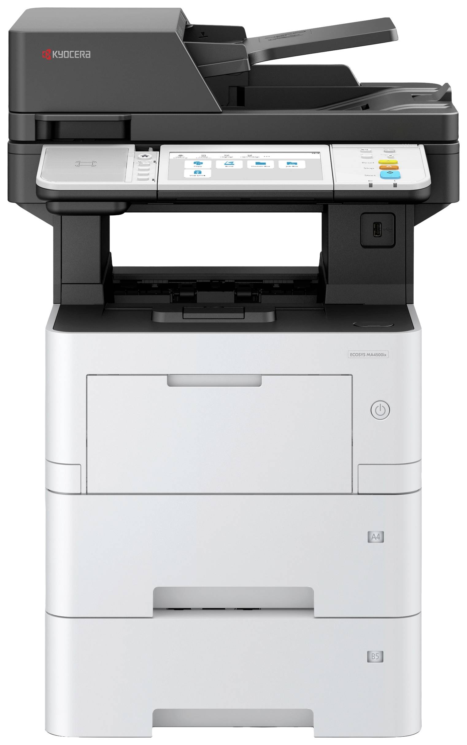 'Imprimante multifonction avec scanner et fonction de copie intégrés, affichant un panneau de commande avec des touches pour différentes options d'impression.'
