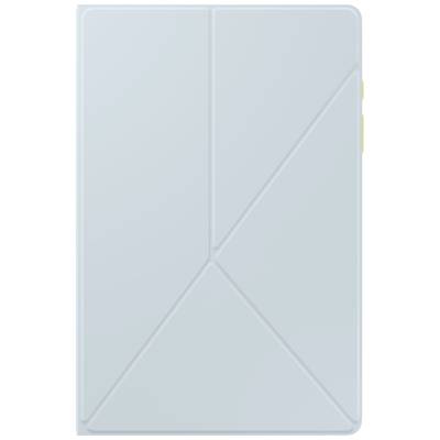 Une housse de tablette bleu clair avec des lignes géométriques et un design minimaliste.