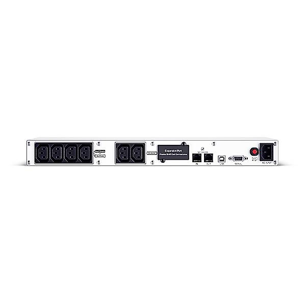 Vue arrière d'un appareil électronique avec plusieurs ports d'alimentation et de données, comprenant un interrupteur secteur et un port USB.