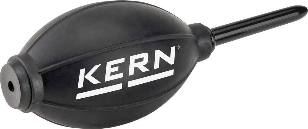 Soufflet noir portant l'inscription 'KERN', utilisé pour nettoyer ou enlever les particules de poussière des surfaces ou des appareils.