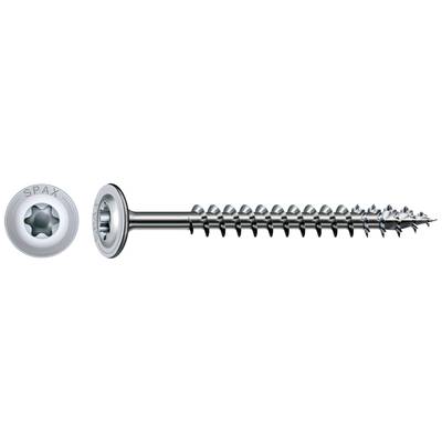 Vue latérale d'une vis métallique à tête Torx et filetage intégral. À gauche, vue de dessus de la tête avec le système d'entraînement Torx bien visible.