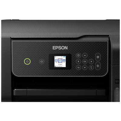 Un imprimante Epson avec un écran couleur affiche le menu de sélection de 'Copie'. Des touches de démarrage, d'accueil et de navigation sont visibles.