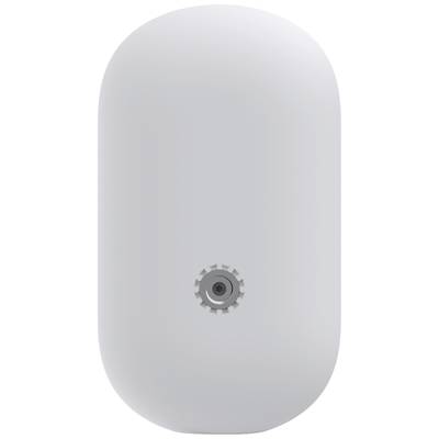 Un appareil blanc, ovale, doté d'une petite lentille centrale, qui pourrait être une caméra ou un capteur.