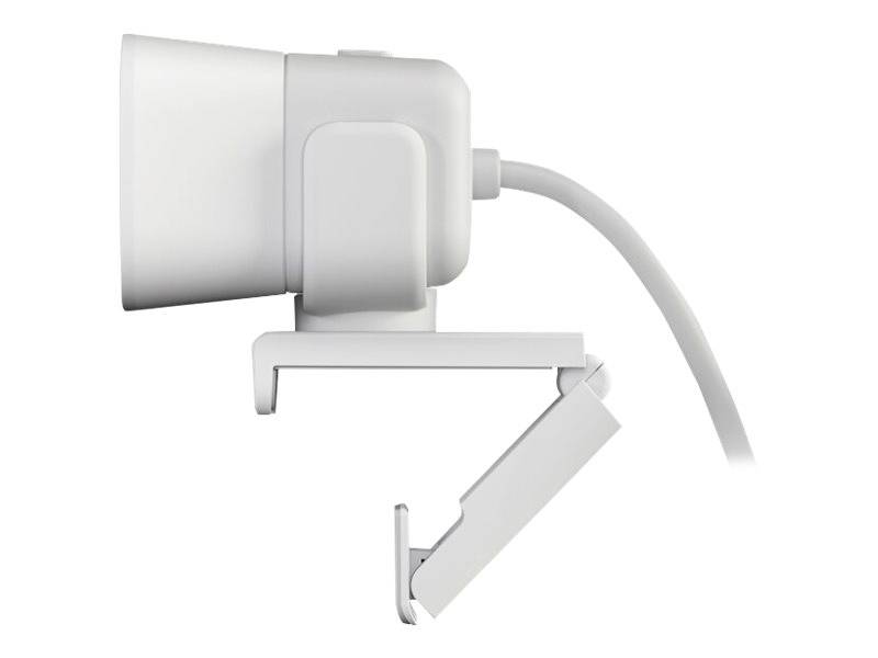 Un projecteur blanc avec support réglable et câble d'alimentation, adapté pour une installation au plafond ou au mur.