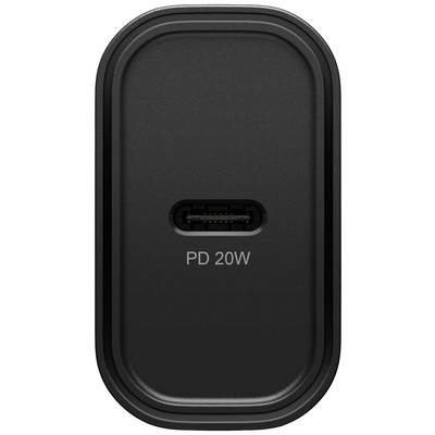 Un chargeur noir avec un port USB-C, étiqueté « PD 20W ».