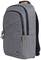 Sac à dos gris, moderne, avec plusieurs compartiments et un petit logo en bas à droite, adapté à un usage quotidien et aux voyages.