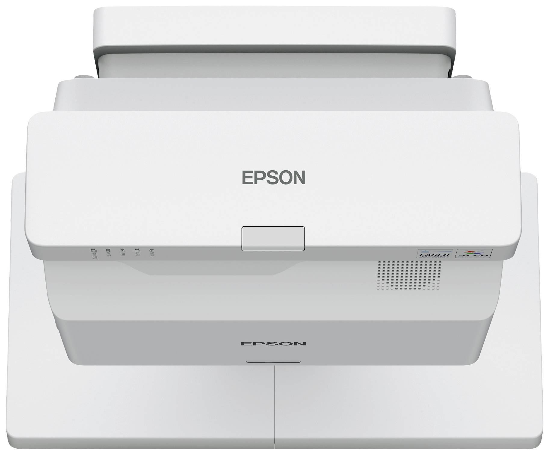 Un imprimante laser blanc Epson, vue de dessus, avec le logo de marque visible.