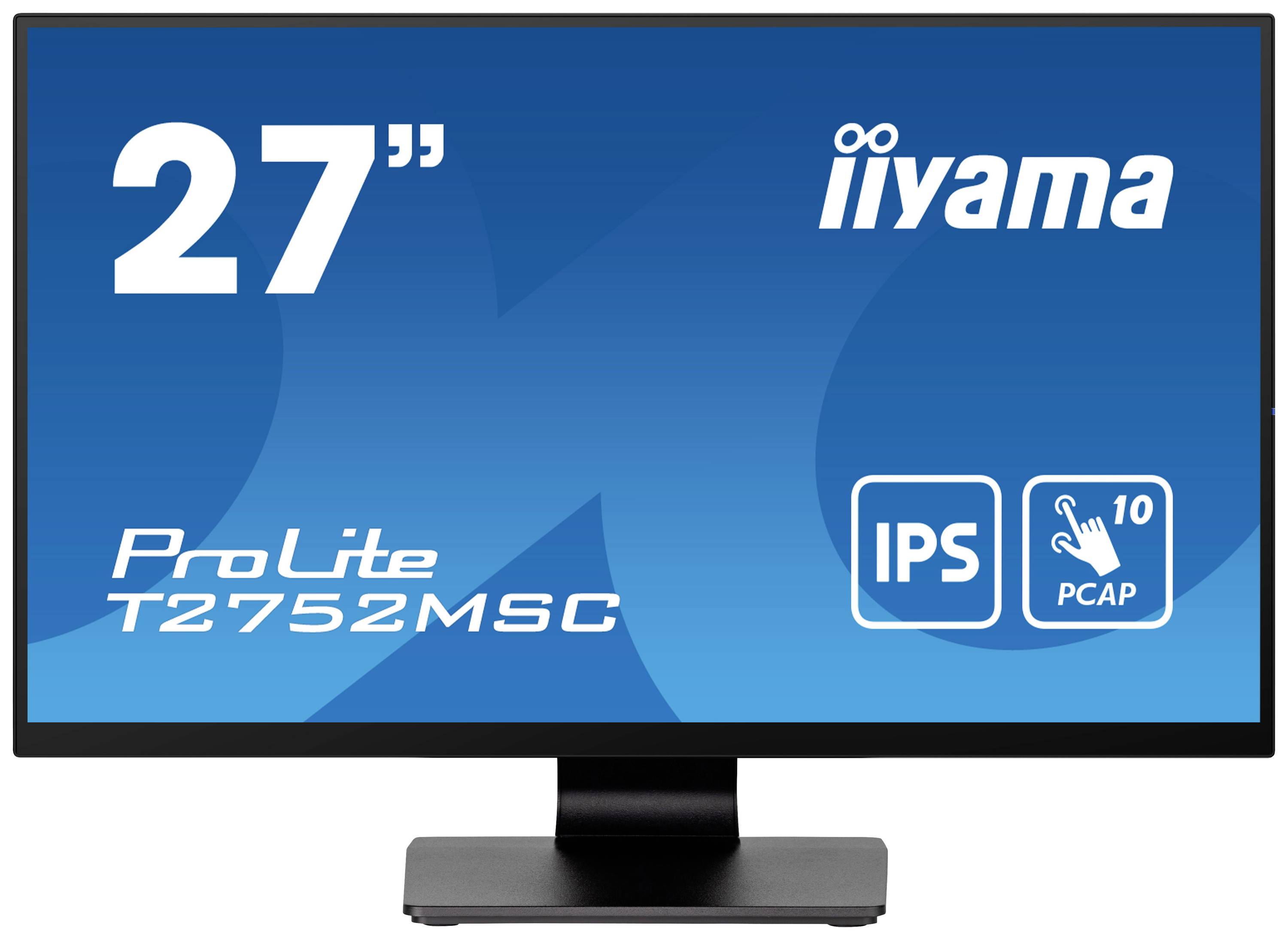 Moniteur de 27 pouces, modèle 'ProLite T2752MSC' d'iiyama. Technologie IPS et écran tactile capacitif projeté (PCAP) 10 points.