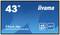 Un écran bleu portant l'inscription 'iiyama ProLite LH4341UHS-B2'. Taille de 43 pouces, 4K UHD, adapté à un fonctionnement 24h/24 et 7j/7.