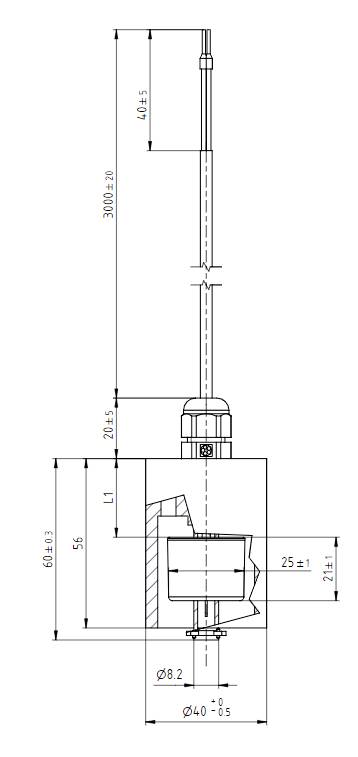 'Dessin technique d'une valve avec indication des dimensions. Vue détaillée en perspective latérale et frontale. Longueur totale : 3000 mm.'