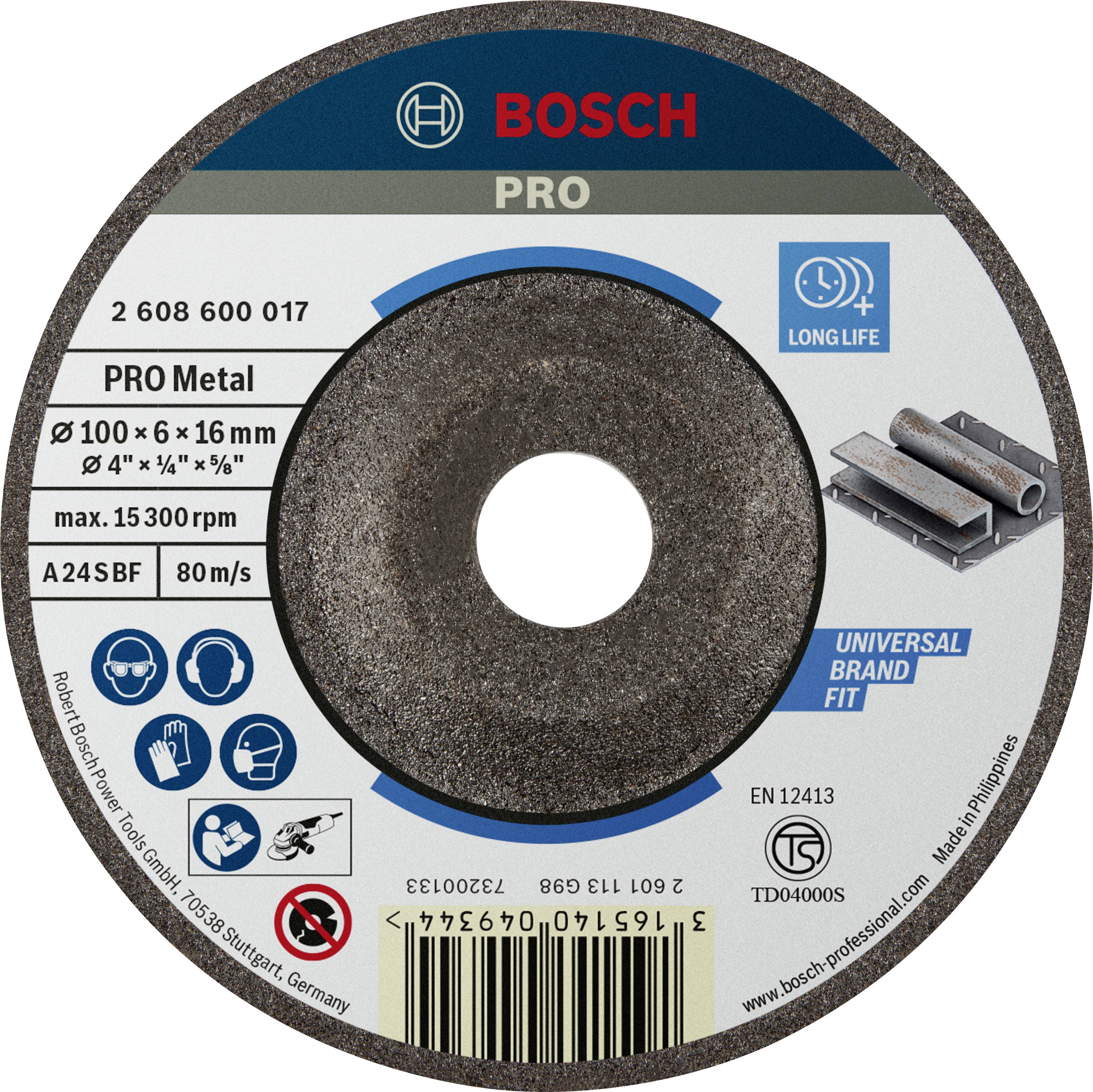 Disque à tronçonner Bosch Pro, pour métal, diamètre 100 mm, vitesse maximale 15 300 tr/min, longue durée de vie, adaptabilité universelle.