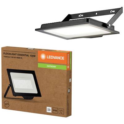 Projecteur LED 100W à lumière froide. Emballage présentant l'image du produit et la marque 'Ledvance'. Adapté pour une utilisation extérieure.