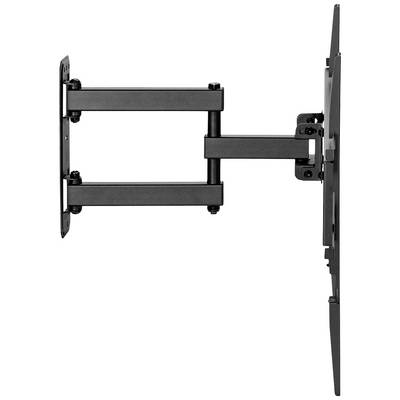 Support mural pivotant noir pour téléviseur, déployé sur le côté. Adapté pour la fixation flexible de téléviseurs à écran plat sur un mur.