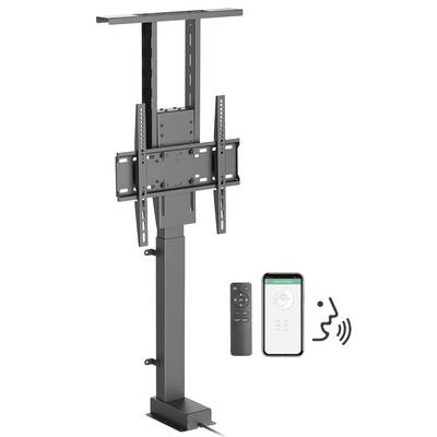 Support TV électrique télécommandé et contrôlé par application. Le support peut faire monter et descendre automatiquement le téléviseur.