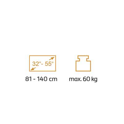 'Pour téléviseurs de 81–140 cm (32"–55"), charge maximale 60 kg.'
