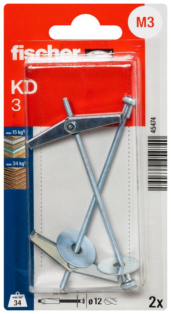 Fischer 045474 KD 3 K NV Cheville à bascule 95 mm  1 set