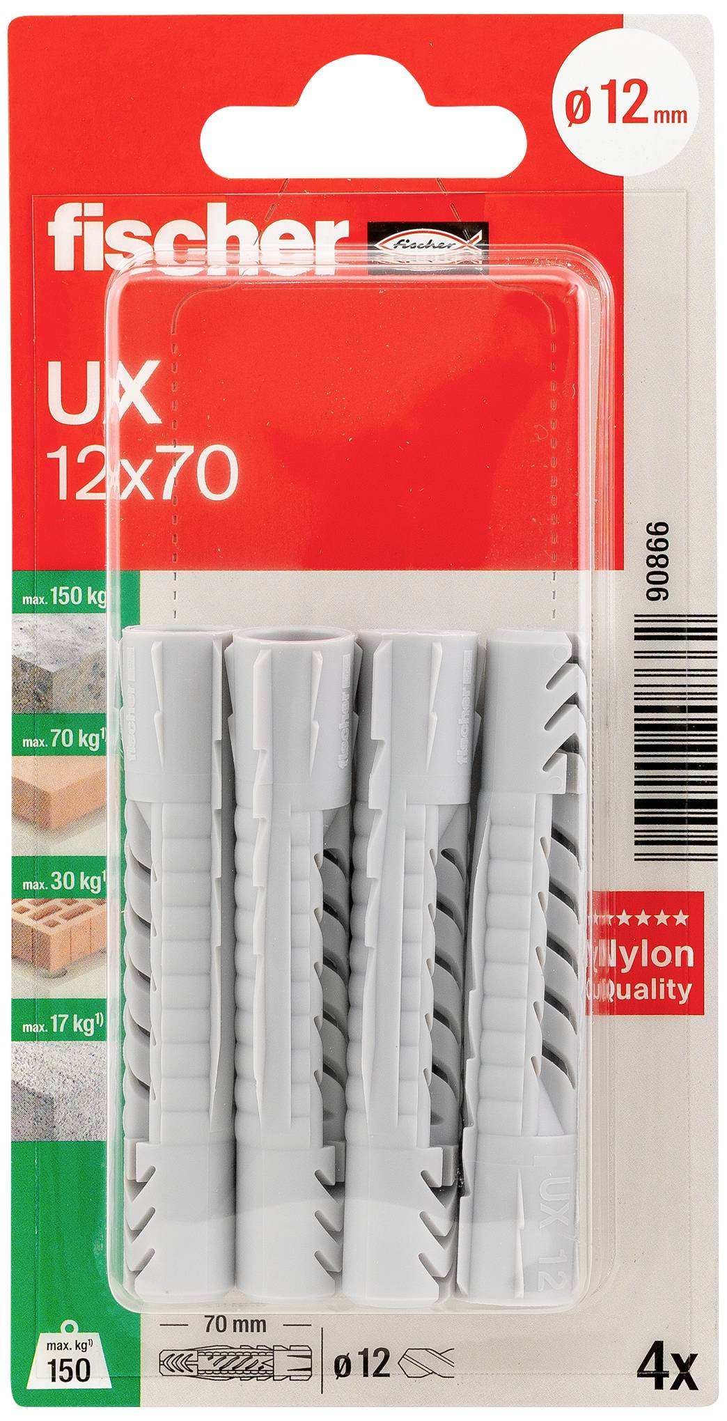 Fischer 090866 UX 12 x 70 K NV Cheville universelle 70 mm 1 set-1