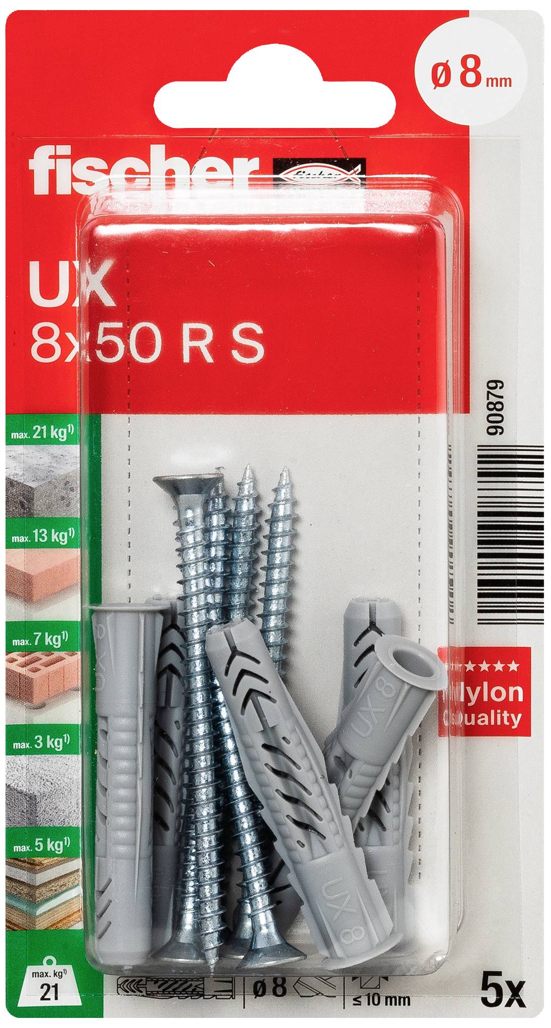 Fischer 090879 UX 8 x 50 R S K NV Cheville universelle 50 mm 1 set-1