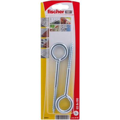 Emballage blister d'ancrages Fischer GS 8x100 avec deux boulons à œillet à vis de couleur argent, étiquetés « 2x ».