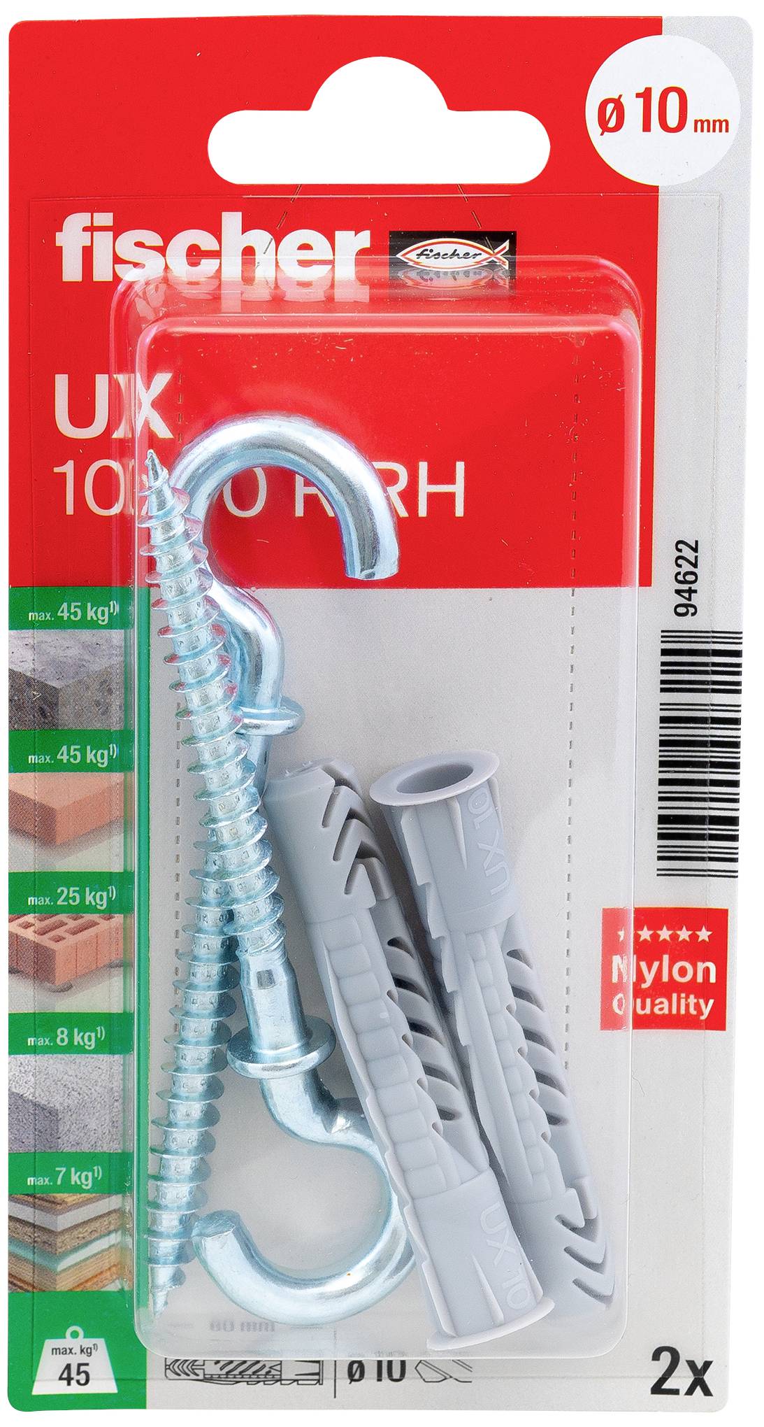 Fischer 094622 UX 10 x 60 R RH K NV Cheville universelle 60 mm 1 set-1