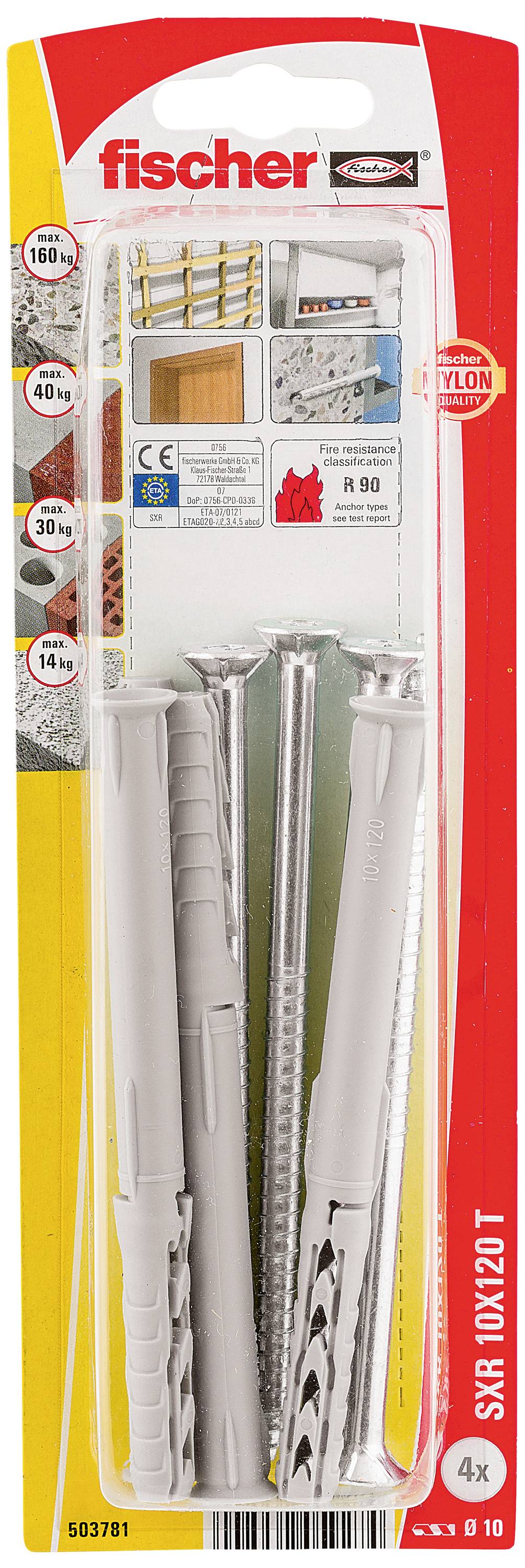 Fischer 503781 SXR 10 x 120 T K NV Cheville à tige longue 120 mm 1 set-1