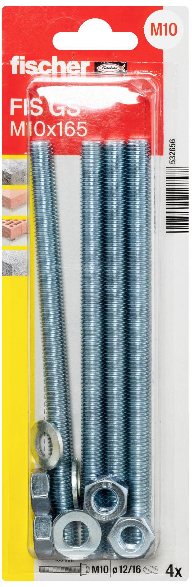Fischer 532656 FIS GS M10 x 165 K NV Ancre à filetage 120 mm 12 mm 1 set-1