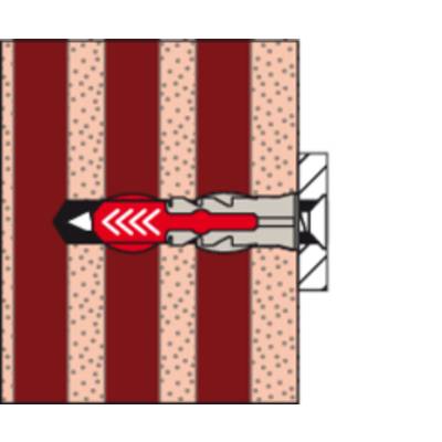 Un schéma représente une flèche ancrant un coin d'ancrage dans un matériau stratifié rouge et brun.