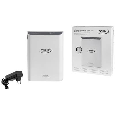 Batterie externe 'Zorn' de 20 800 mAh, en blanc. Comprend le chargeur et son emballage. Idéal pour recharger les appareils mobiles.