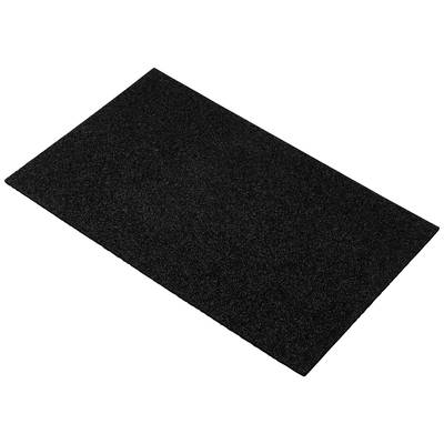 Tapis rectangulaire noir sur fond blanc.