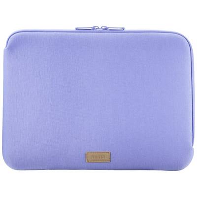 Housse d'ordinateur portable bleue avec une fermeture à glissière en haut et un petit logo de marque en bas au centre. Design épuré sans motif.