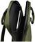 Un sac à dos vert olive montre une fermeture éclair ouverte avec une poche pour ordinateur portable visible, dans laquelle un ordinateur portable est inséré.