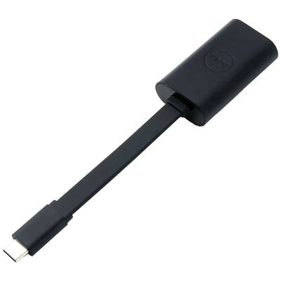 Un adaptateur noir USB-C vers Ethernet avec un boîtier ovale et un câble plat.