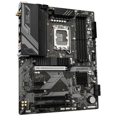 Une carte mère noire avec plusieurs emplacements et connecteurs. Comprend un logo 'Ultra Durable' de GIGABYTE.