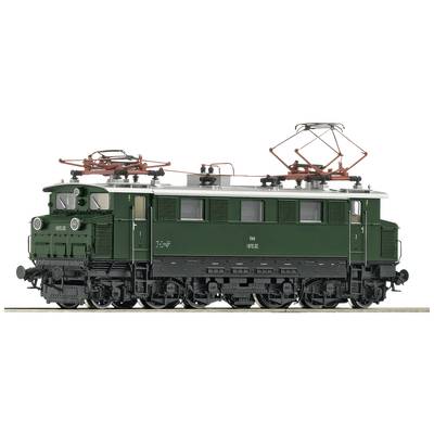 Locomotive électrique modèle verte avec de nombreux détails et pantographes sur le toit.