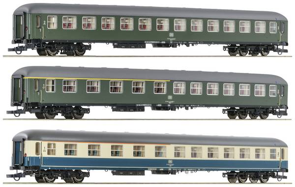 Roco 6200053 Lot de 3 H0 : D 377 « Hispania Express » de la DB 2ème classe Büm 234, 1./2. Classe ABüm 225