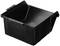 Conteneur en plastique noir de forme rectangulaire avec des parois latérales robustes, adapté au stockage ou au transport d'objets.