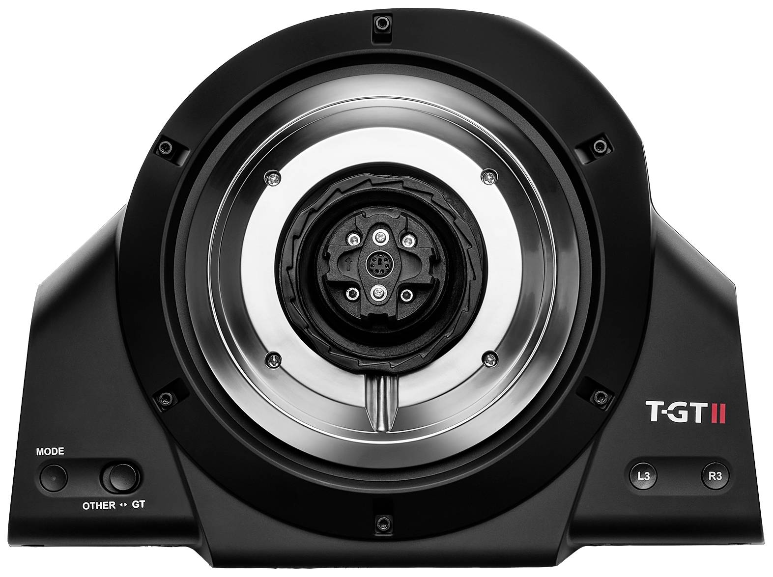 Verso d'un modèle de base de volant de simulateur de course T-GT II avec différents boutons de mode et de commande à gauche et à droite.