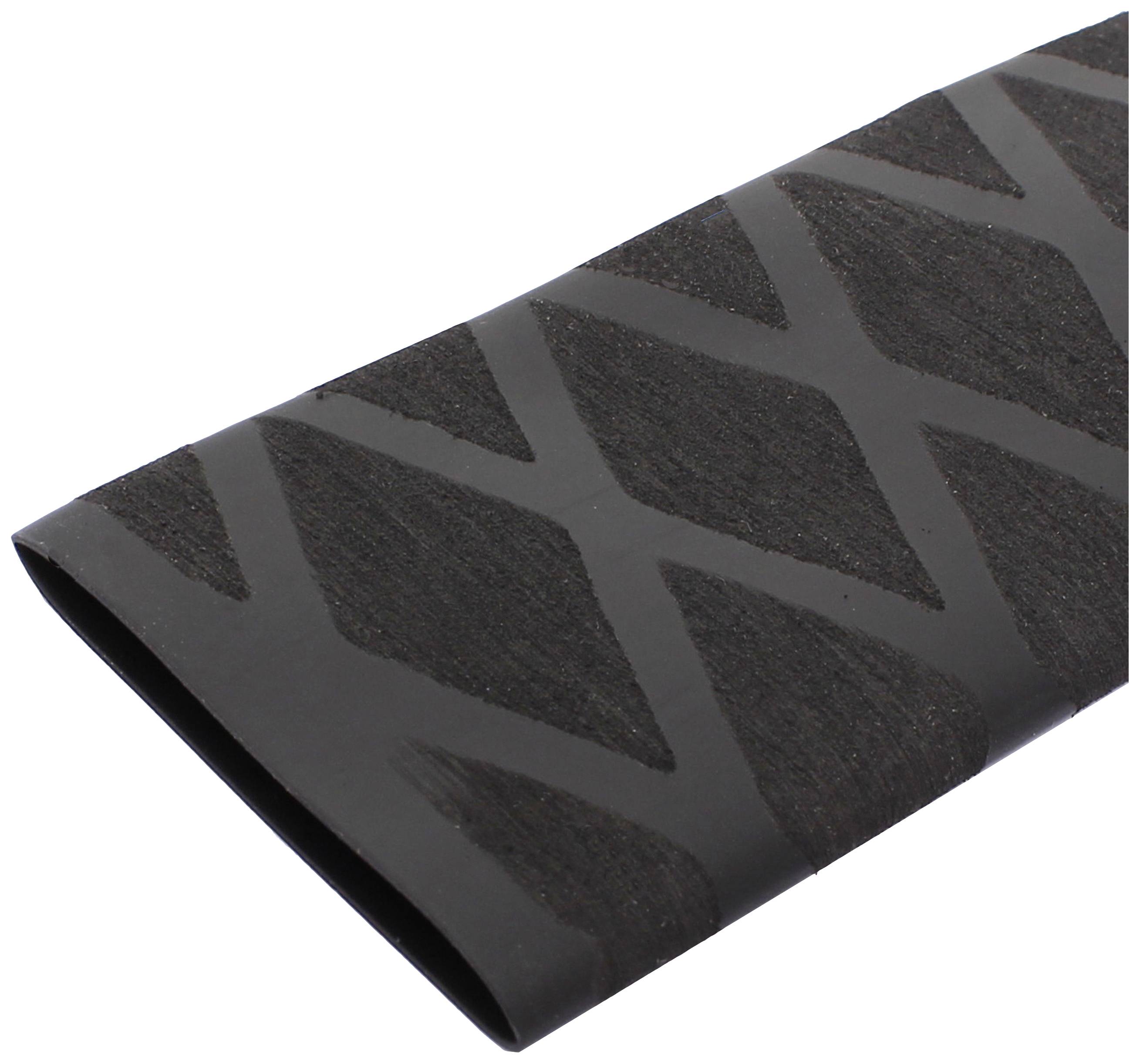 Une poignée de vélo noire avec des textures diagonales en forme de losange pour une meilleure prise en main.