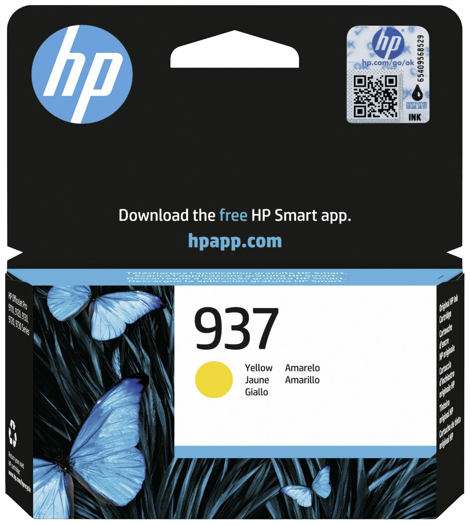 HP Encre 937 d'origine jaune 4S6W4NE#CE1