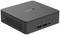 Un mini PC ASUS compact et sombre avec deux ports USB, une prise audio et un interrupteur marche/arrêt sur la façade avant.