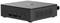 Un mini-PC compact noir avec deux ports USB, une prise casque et un bouton marche/arrêt à l'avant.