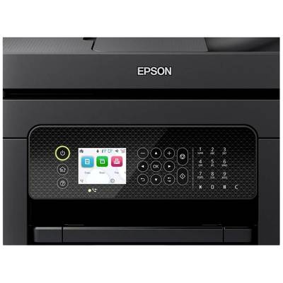 Imprimante multifonction avec un panneau de commande comportant des touches pour 'Copier', 'Numériser' et 'Fax', ainsi qu'un petit écran affichant des symboles.