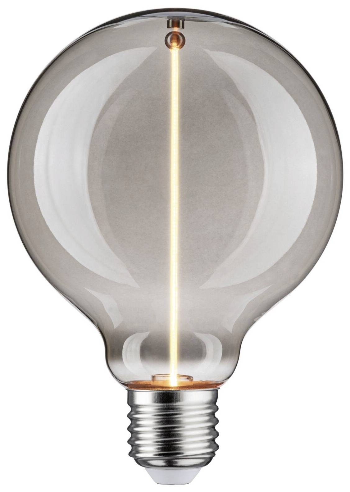 Une ampoule sphérique avec un filament central bien visible et un socle métallique. Elle symbolise les idées ou l'énergie.