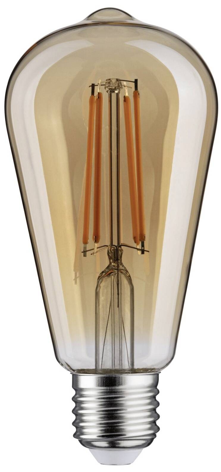 Une ampoule Edison avec un filament apparent sur fond blanc.